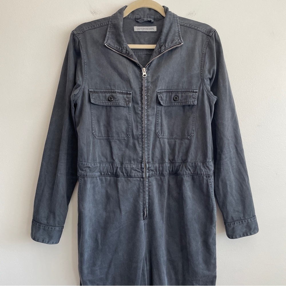 Outerknown Women Station Jumpsuit S Cotton Linen Blend Zip army utility coverall - Picture 5 of 16